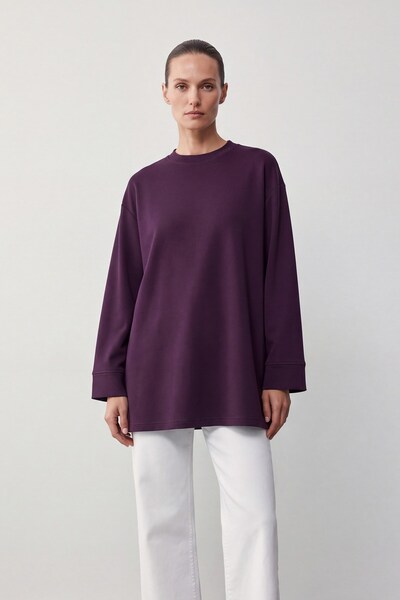 Soul Bisiklet Yaka Manşetli Basic Tunik Mor