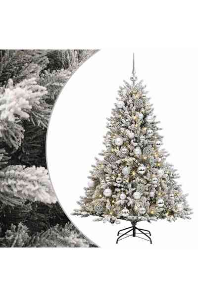 vidaxl Brad de Crăciun artificial cu glob 120 cm 150 LED-uri Alb cald