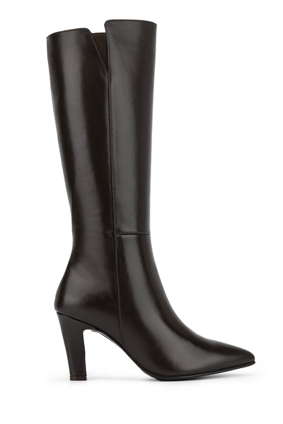 Tamer Tanca Women's Genuine Leather Brown Heeled Boots