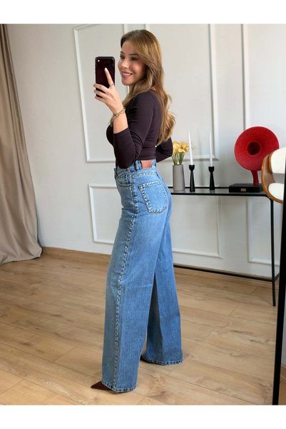 Size Özgü Mavi Kar Yıkama Drop Jean