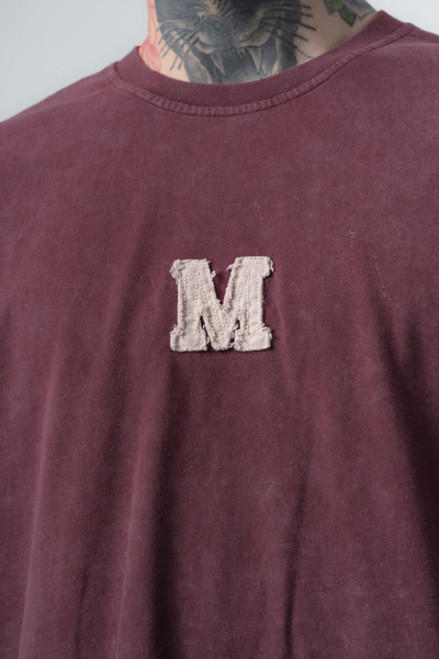 Respire Tricou Oversize Bărbați, Tricou Supradimensionat Streetwear Washed / Acid Wash cu Aplicații Texturate și Mesaj Mercy Madame