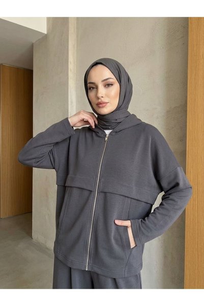 Lunsera Store طقم بنطلون كانجارو بجيوب مطوية - أنثراسايت