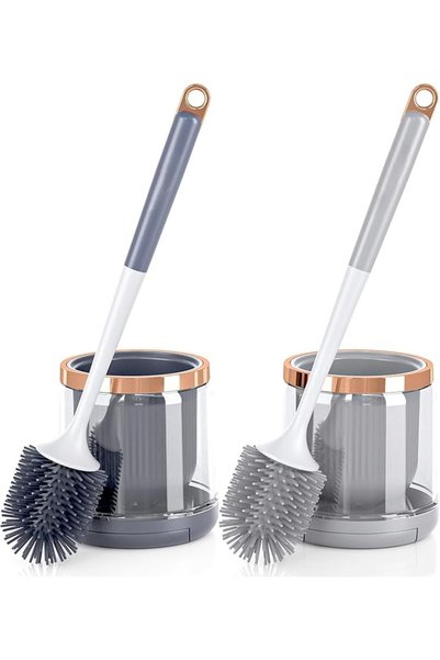 NALACAL Silicone Toilet Brush Set, 2 Pack Toilet Bowl Brush and Holder with T...