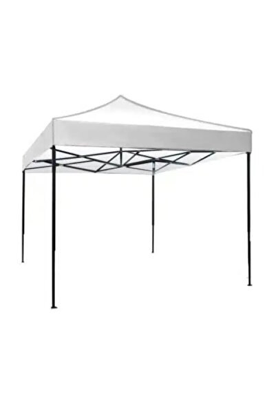 JRH Cort Pavilion 3x3m alb Pliabil Cadru Metal pentru Curte, Gradina, Evenimente