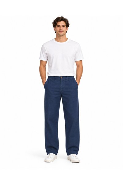 Tommy Bahama Men's Linen Wide Leg Mid Rise Authentic Fit Pants, Navy