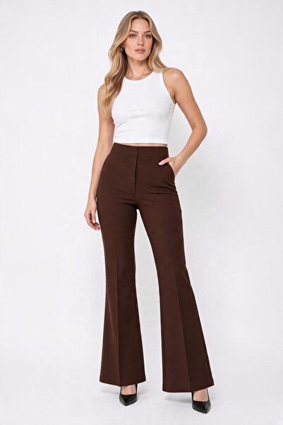 adage Women's Black Pocketless High Waist Spanish Flare Pants