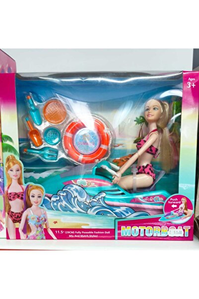Generic Brand Set Păpușă Articulată cu Skijet de Plajă, Colac de Salvare și A...