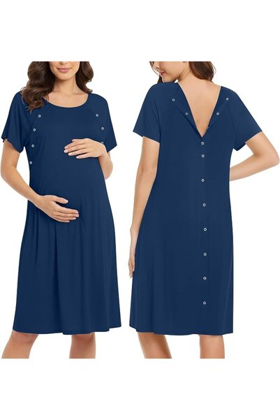 Ekouaer Women’s Nursing/Delivery/Labor/Hospital Nightdress Short Sleeve Mater...