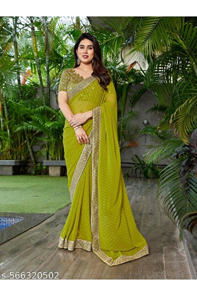 Generic Brand Women's Traditional Printed Bandhani Saree with Embroidered Bor...