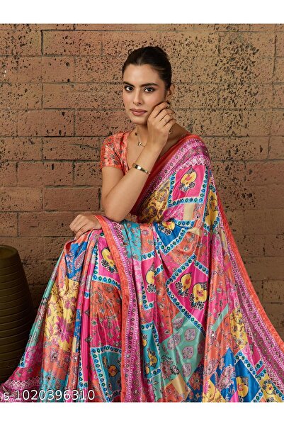 Generic Brand Women Digital Print Saree with Unstitched Blouse Piece | Floral...