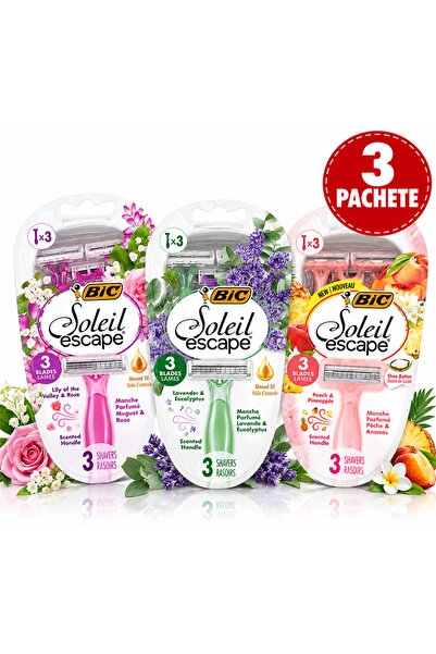 Bic Set 3 pachete aparate de ras trandafir, lavandă și piersică 9 bucăți