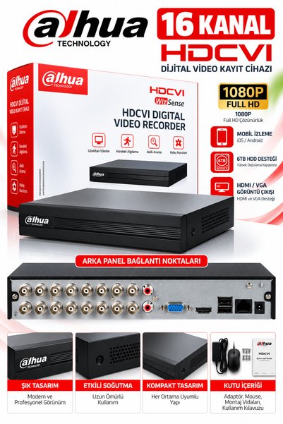 DAHUA XVR1B16-I/T 16 Kanal HDCVI Kamera Kayıt Cihazı