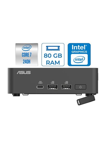 ASUS Nuc 15 Pro Intel Core 7-240H 80GB 1TB SSD Dos Mini PC RNUC15CRK700F28+ZETTAUSBBELLEK