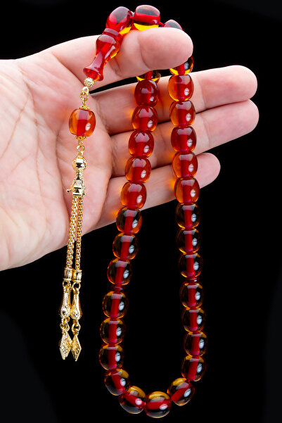 OTTOTESBİH Men's Gift Transparent Fire Amber Prayer Beads - Tassel Dry Crimpe...