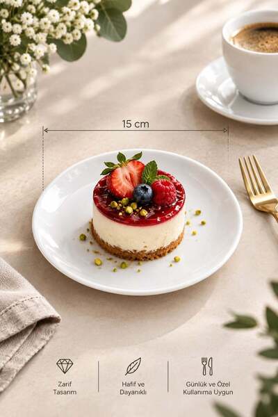 Güral Porcelain Hotel 12 Pieces 15 cm Flat Dessert Plate Eo15Du