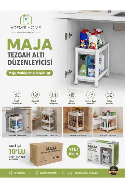 TEZGAH ALTI DÜZENLEYİCİ TEKERLEKLİ 2 KATLI