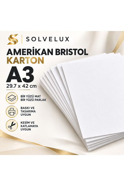 SOLVELUX Amerikan Bristol Karton A3 230 Gr 100 Adet