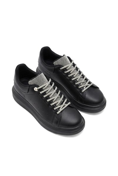 Zerenyus Pantofi sport pentru femei Silverhaven Premium Daily cu șireturi, ortopedici, negri