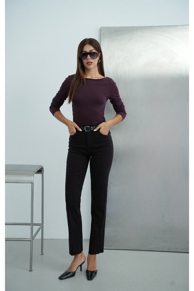 LACARINO Straight Cut Belted Denim Trousers