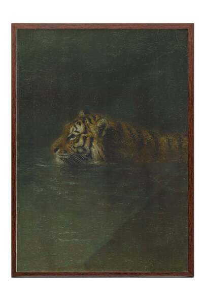 Postifull Floating Tiger Poster – Brown Framed Artwork No:180289