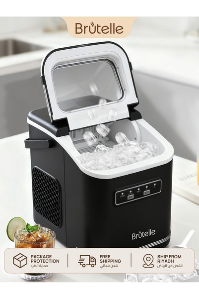 Brutelle صانعة ثلج محمولة، 9 مكعبات ثلج في 6 دقائق، حجمين، 12 كجم/24 ساعة، خز...