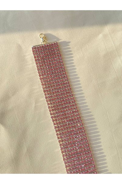 Furtek Aksesuar Stone Choker Necklace 11 Rows of Stones 3 cm Width 28 cm Stone Part 5 cm Chain Adjustable