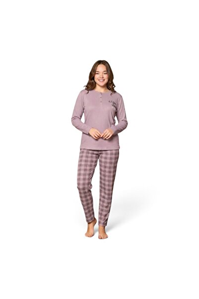ROYAM Modalove Women's Report Interlock Fabric Winter Long Sleeve Pajama Set ...