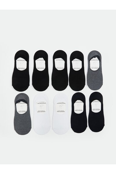 LC Waikiki Lcw Accessories Mixed Plain 10-Piece Pack Men's Ballerina Socks wi...