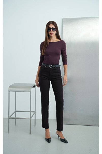 LACARINO Straight Cut Belted Denim Trousers