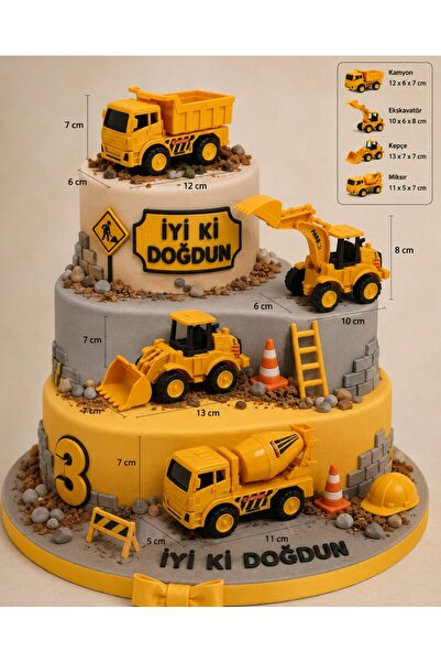 Global Ersat 4-Piece Construction Vehicles Toy Set (Digger, Truck, Crane, Mix...