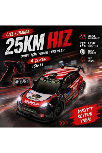 AlieroX ToyZ 2.4GHz 1:22 Ölçekli Yedek Tekerli Uzaktan Kumandalı 4 Çeker Full Fonksiyon LED Işıklı 25 km/h Drift RC Araba