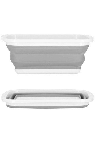 MyOfficeShop Lighean pliabil, dreptunghiular, din plastic și silicon, 40x29x15cm, 8,5 litri, gri