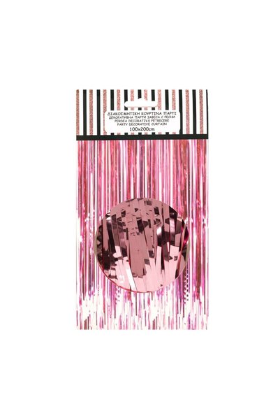 OEM Perdea Decorativa din Folie Roz Aurie cu Franjuri de Petrecere 1x2m