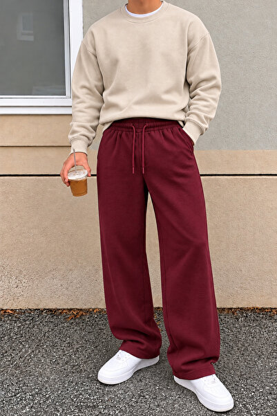 Tarz Cool Erkek Oversize Baggy Fit Eşofman Altı %100 Pamuk 3 İplik Şardonlu Bol Paça Rahat Kesim
