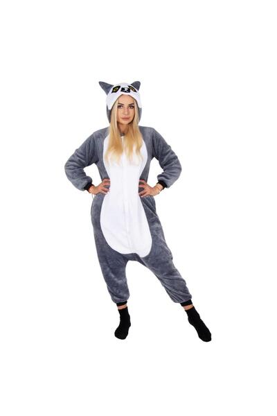 MyOfficeShop Pijama salopetă pentru adulți, model lemur, mărimea M