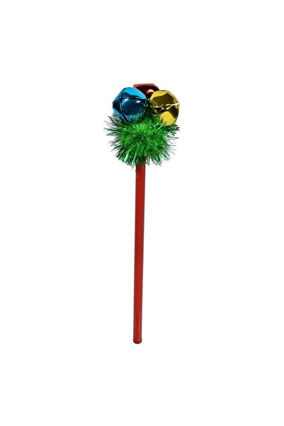 DD SHOP Creion de Craciun decorativ cu clopotei metalici si pompon, cu pene v...