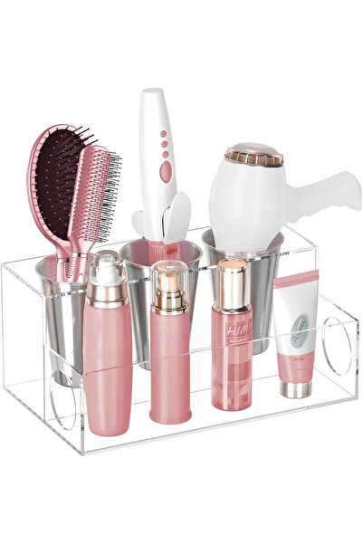 Rebelx REBEL X Hair Tool Organizer, Clear Bathroom Countertop Blow Dryer Hold...