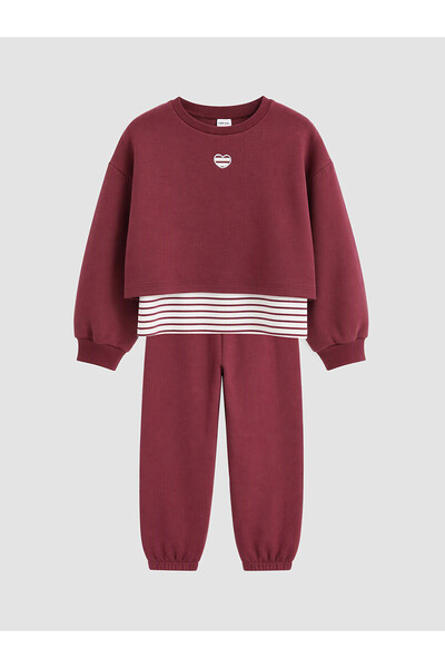 LC Waikiki Özmarka New Season Burgundy Girls' Tracksuit Set