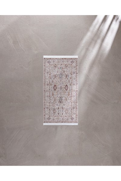 Madame Coco Sauvrel Shiny Effect İpeksi Kadife Halı - Kahverengi - 80x150 cm