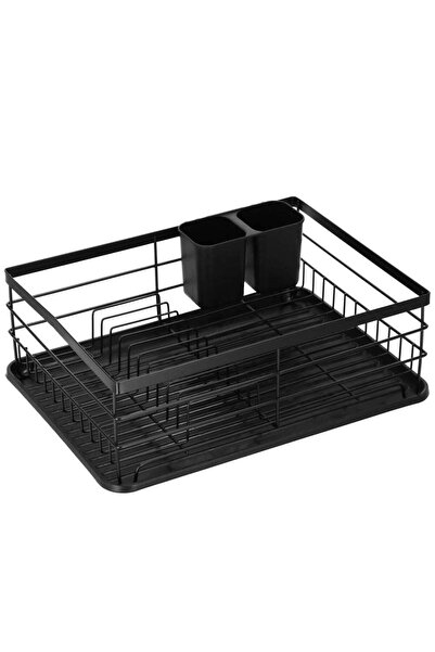 MyOfficeShop Uscător de vase cu suport pentru tacâmuri, din oțel, cu tavă de ...