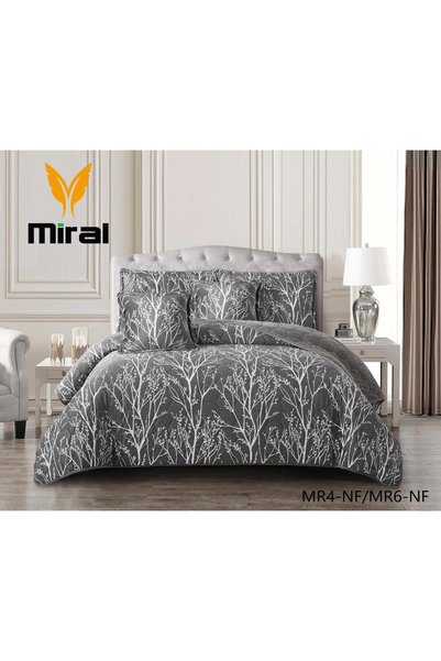miral طقم مفرش سرير نفرين شتوي مضغوط مشجر 6 قطع من المخمل الناعم والفرو الداف...