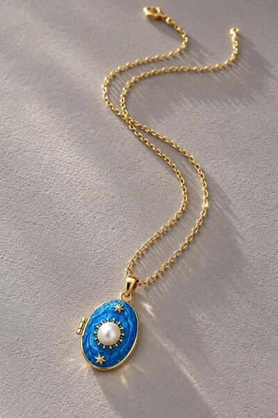 New Obsessions Vintage Openable Steel Necklace with Pearls