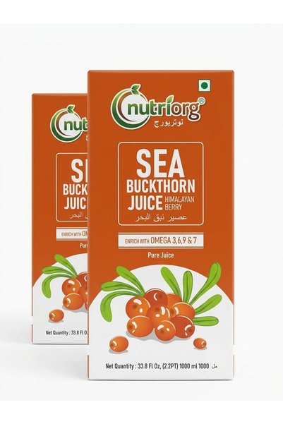 Nutriorg Sea Buckthorn Juice 1000ml Enrich with Omega 3.6.9 & 7 (Pack of 2)