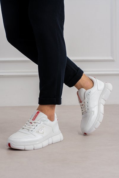 Victoris Volt Men's White Genuine Leather Lace-Up Sneaker High-Segment Sole Sports Shoes