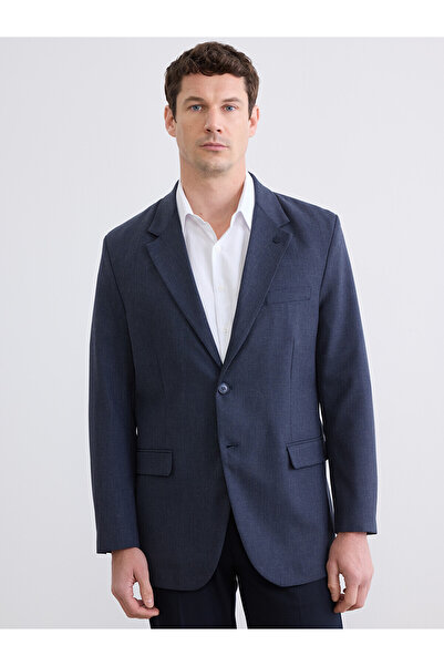 LC Waikiki Lcw Business Navy Blue Dobby Plain Standard & Regular Men's Suit w...