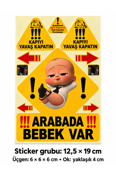 OTO SÜSLEN İSTANBUL Reflective Baby in Car Sticker Set
