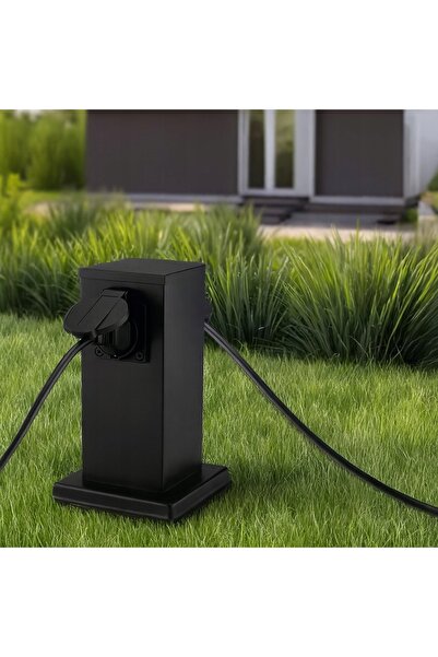 Anytech Priză electrică de grădină pentru stâlp 230V cu împământare IP44 Negr...