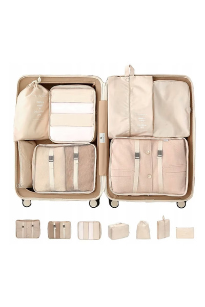 OEM Set de 7 organizatoare de bagaje impermeabile, diverse dimensiuni, cu fer...