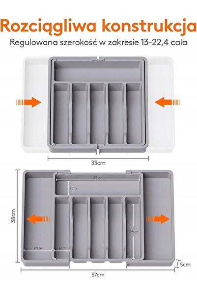 NO BRAND 2x Organizator reglabil pentru sertarul de tacâmuri din dulapul de b...