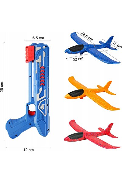 NO BRAND SET DE 3 AVIOANE DIN POLIURETAN CU PISTOL DE LANSARE